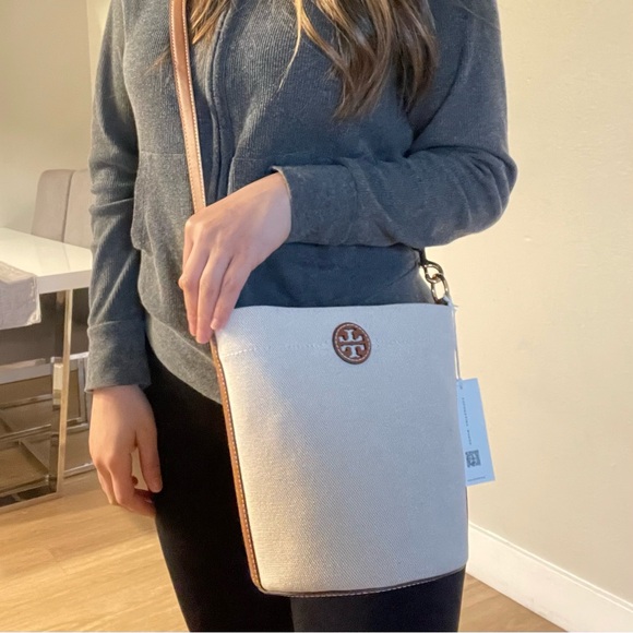 NWT blake canvas bucket crossbody shoulder bag classic cuoio brown 160762 - Picture 11 of 12